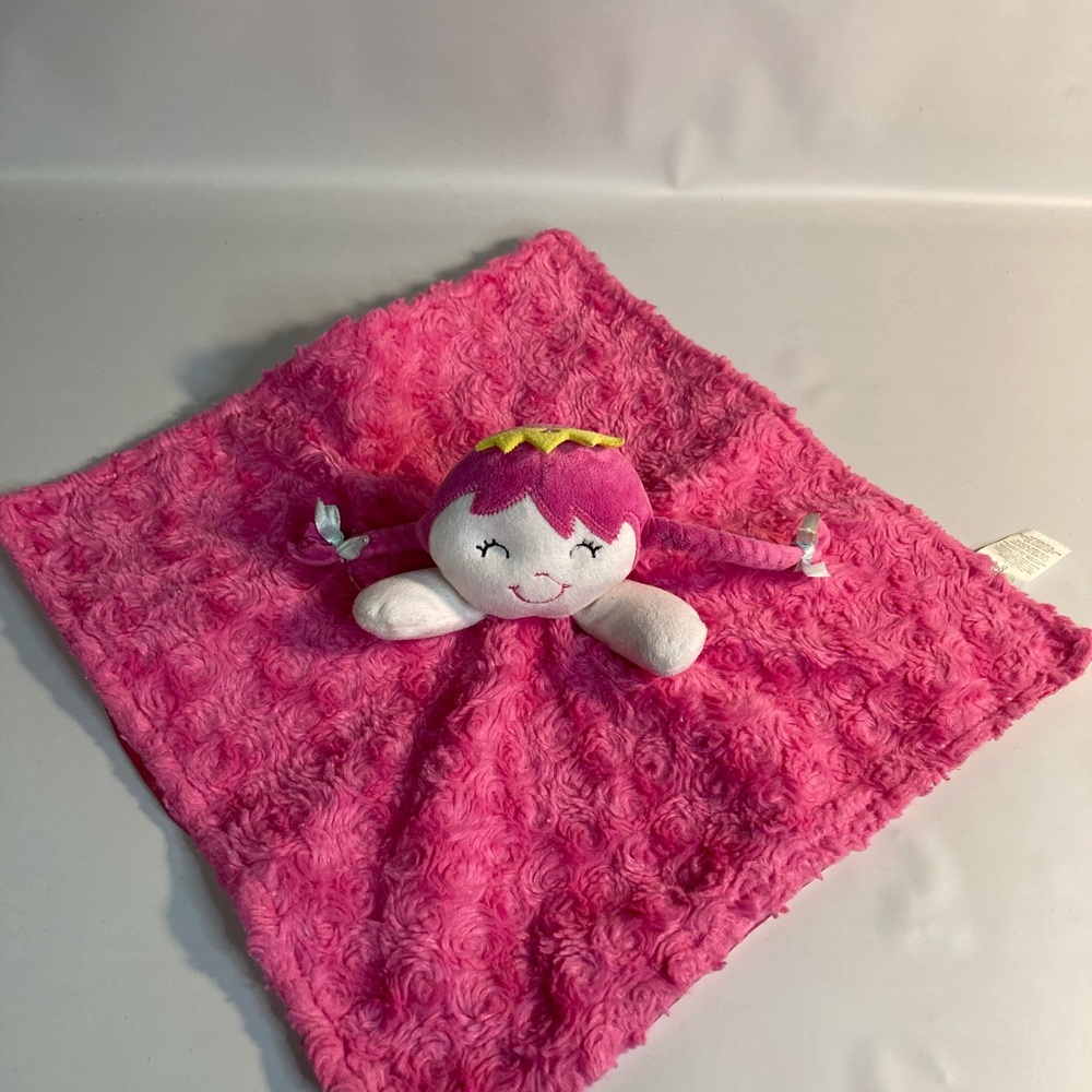 Baby Gear Security Blanket Lovey Hot Pink Baby Doll Face Swirl Satin